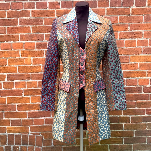 Vintage Jackets & Blazers - Vintage Fall Roses Jacket Made In England Women's Small Longcoat